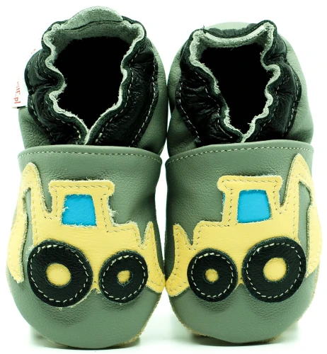 Soft Sole Baby Shoes DIGGER ON GREY